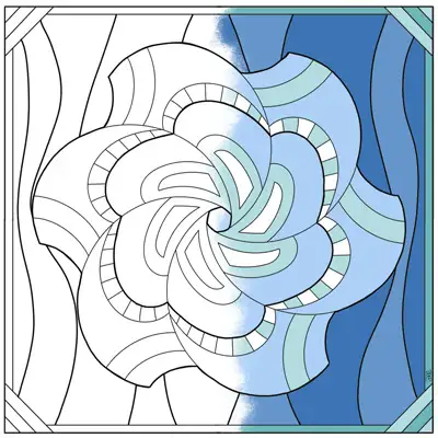 Mandala coloring page with swirling mandala
