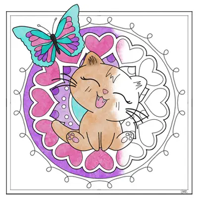 Happy Kitten coloring page