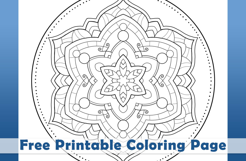 Mandala art coloring page image.