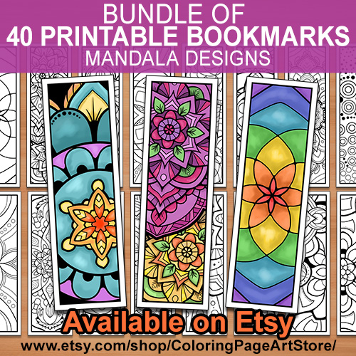 Bundle of 40 Printable Bookmarks available on Etsy
