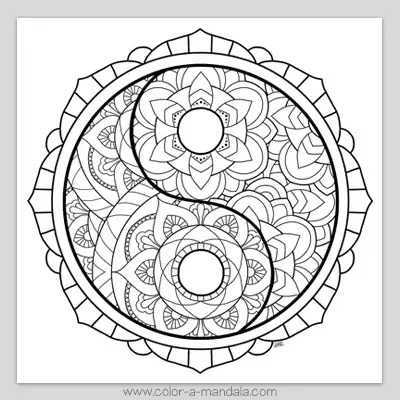 Image of Yin Yang coloring page by Color A Mandala