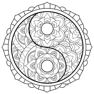 Yin Yang coloring page