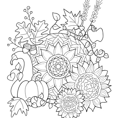 Autumn Mandala Coloring Page (M194)