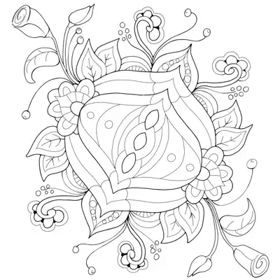 Tranquil Flowers Coloring Page (M196)