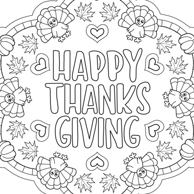 Thanksgiving Mandala Coloring Page (M199)