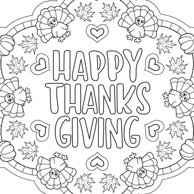 Thanksgiving Mandala Coloring Page (M199)