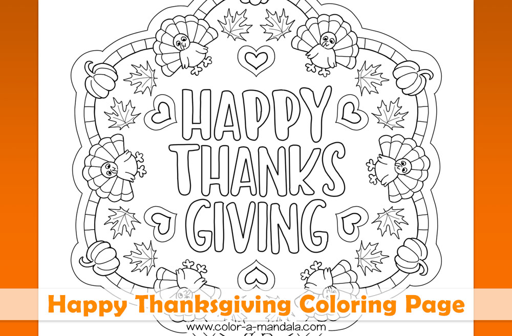 Image of a Happy Thanksgiving Coloring Page