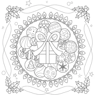 Christmas Mandala Coloring Page (M200)
