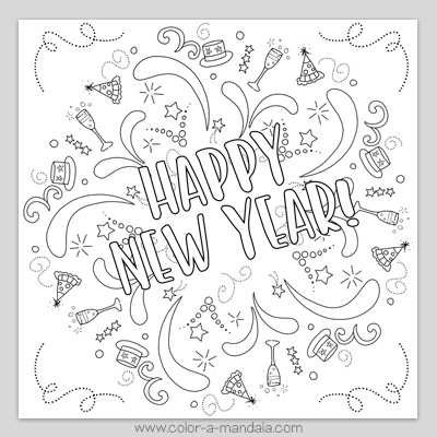 Image of Happy New Year coloring page