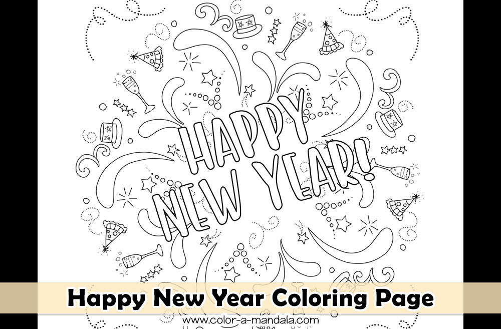 Image of Happy New Year Coloring Page