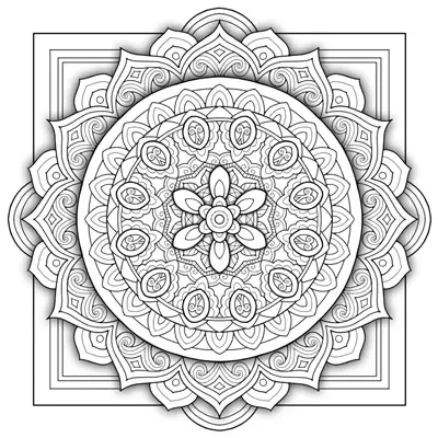 3D Mandala Coloring Page (M204)