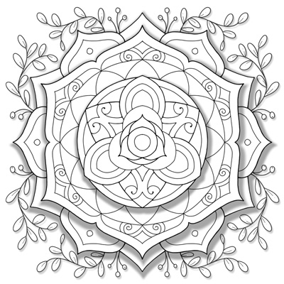 3D Mandala Coloring Page (M205)