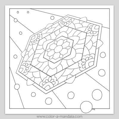 Free printable Topsy Turvy mandala coloring page.