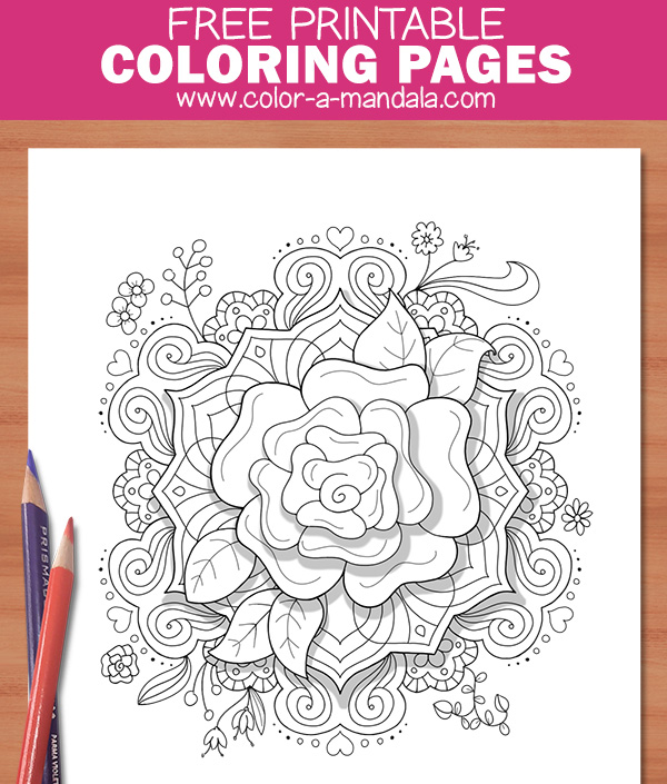 Image of flower mandala coloring page