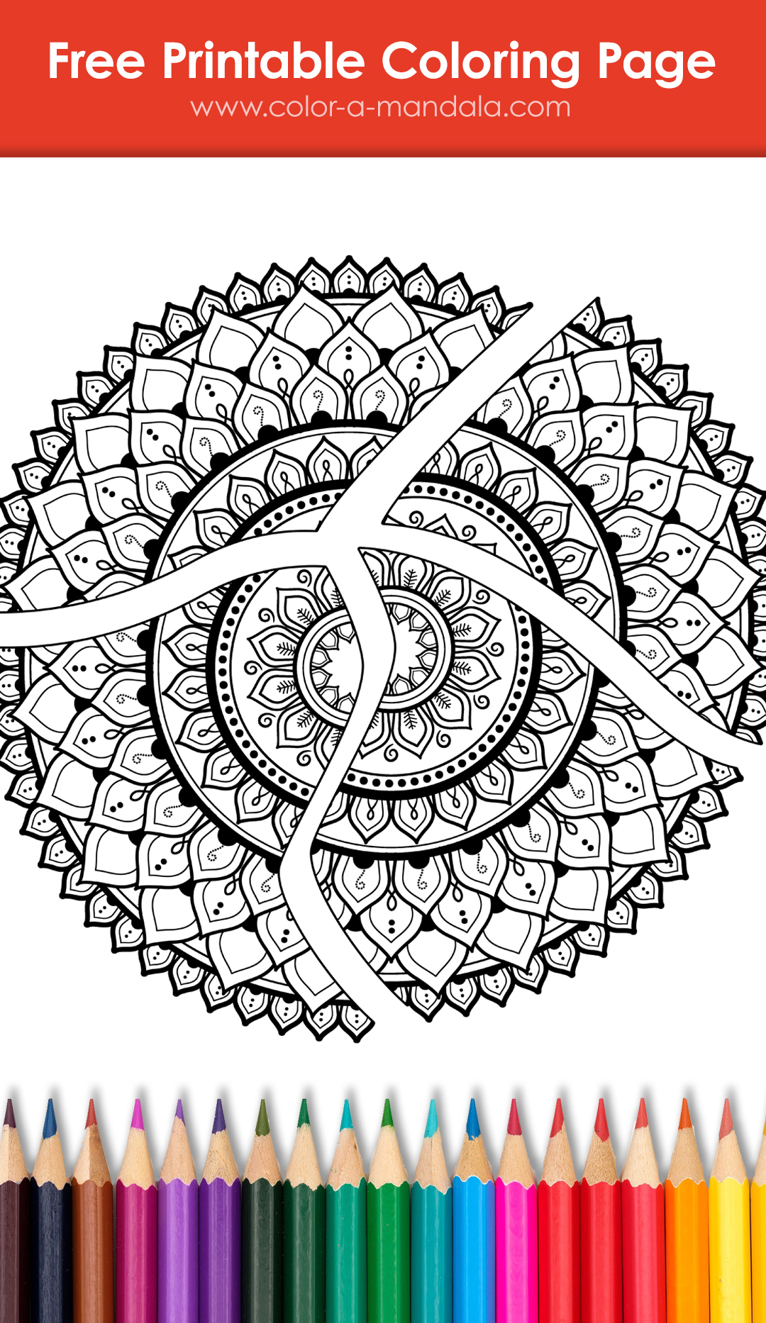 Image of an uncolored broken mandala coloring page.