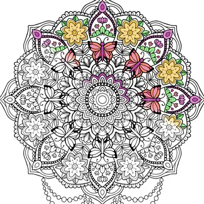 Circle of Butterflies mandala coloring page thumbnail