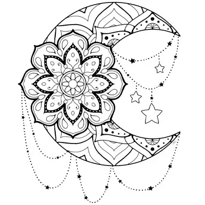 Moon mandala coloring page