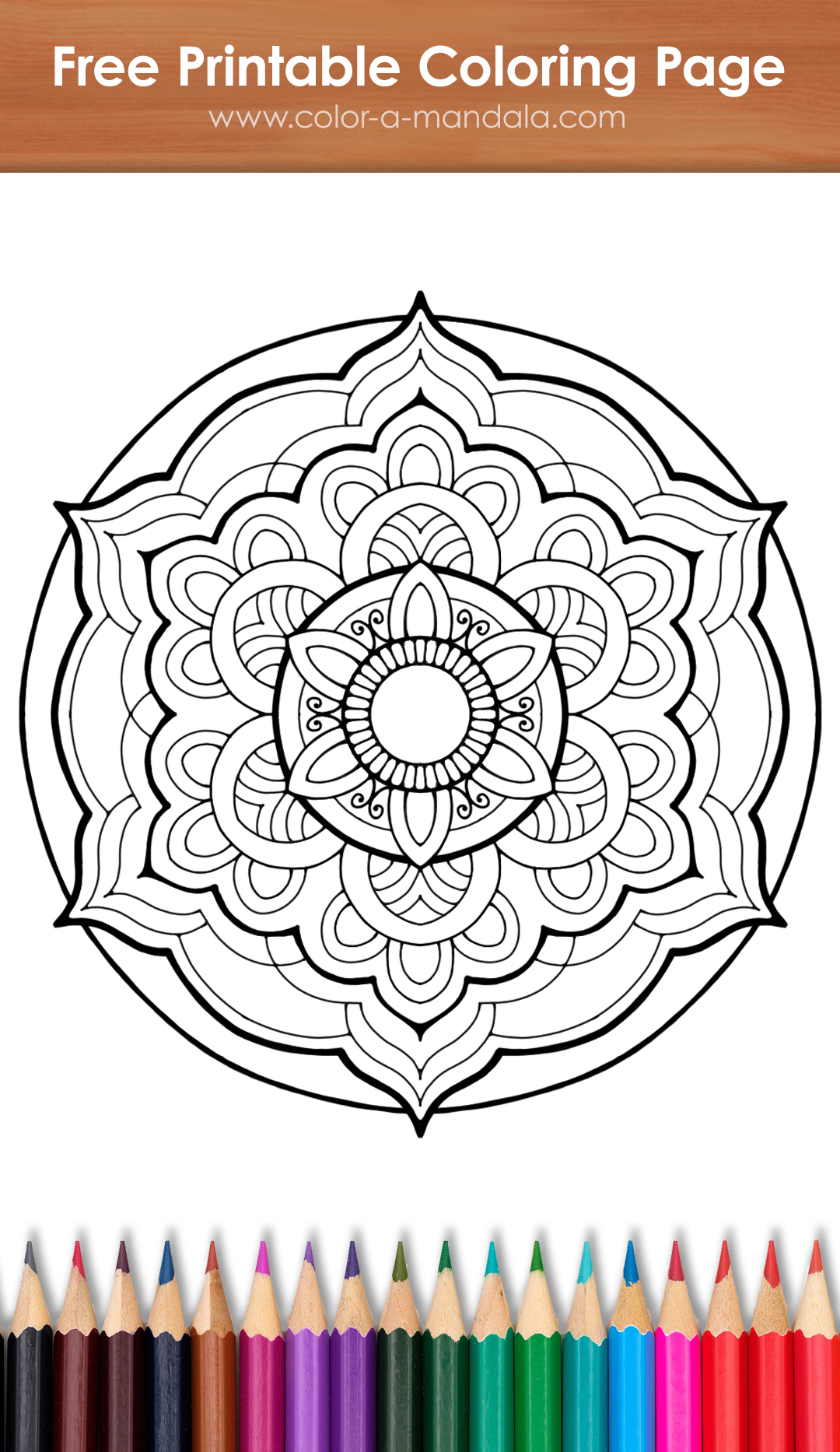 Image of coloring page with calm harmony mandala design.