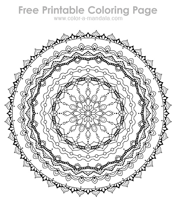 Image of a mindful meditation mandala coloring page.