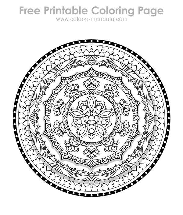 Image of a circle of peace mandala coloring page