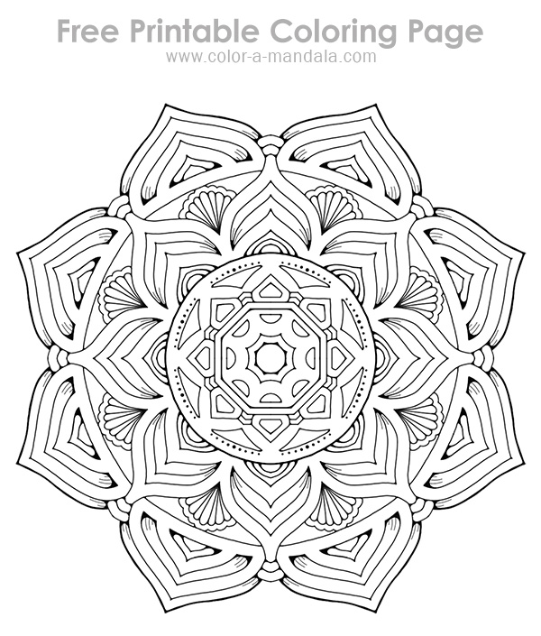 Image of a peaceful lotus mandala coloring page