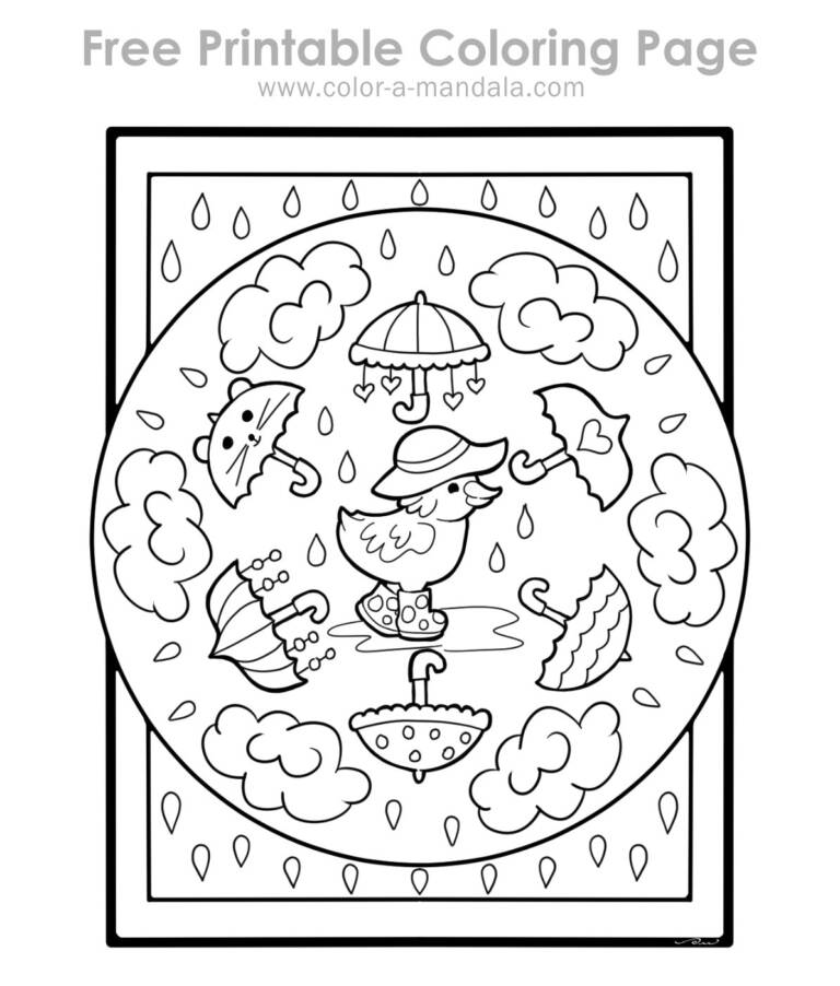 Splish Splash! A Rainy Day Coloring Page