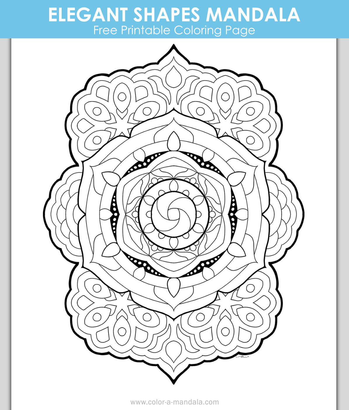 Image of a unique but elegant mandala coloring page.
