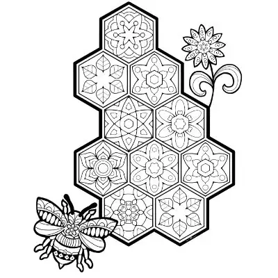 Busy Bee Honeycomb Coloring Page