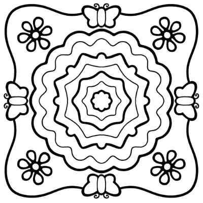 Butterflies and Flowers Coloring Page